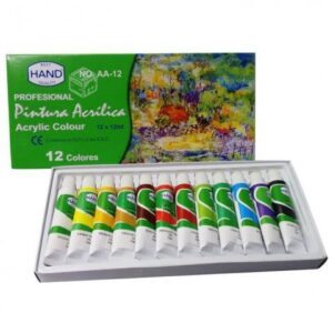 12 COLORES DE PINTURA ACRILICA HAND