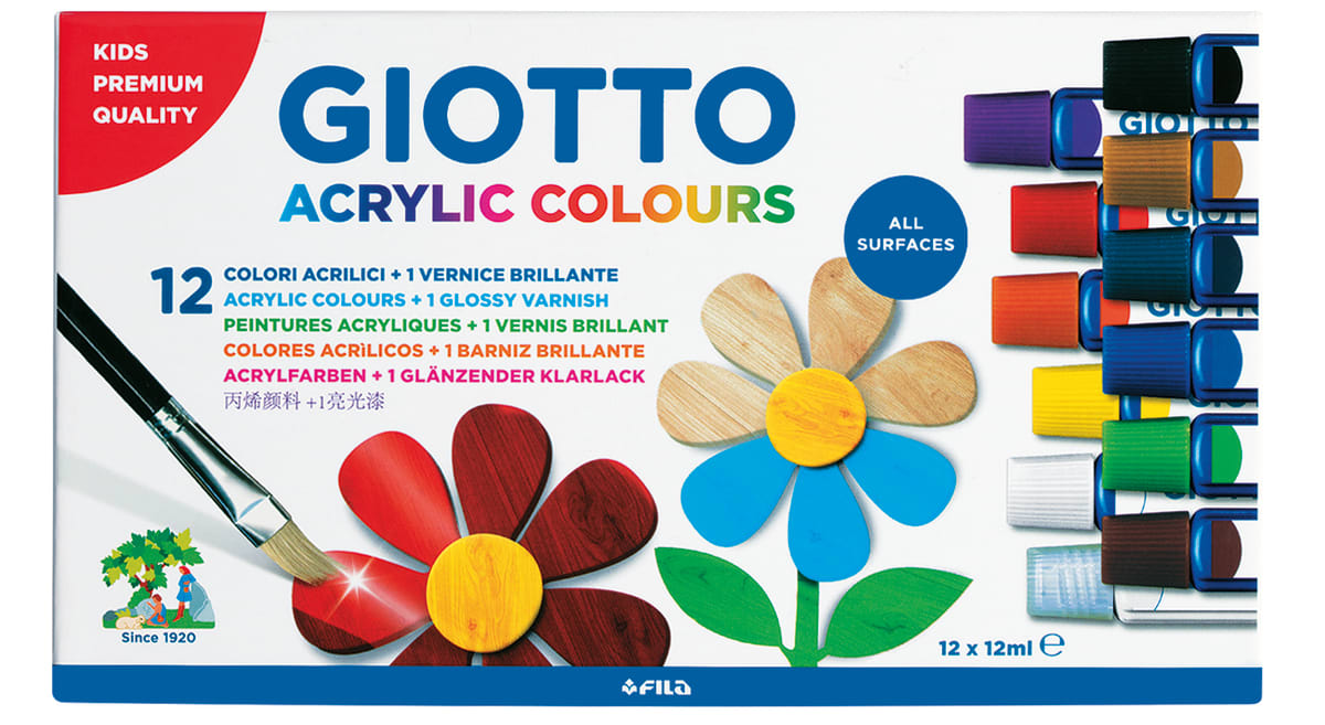 ACRILICOS DE 12 COLORES GIOTTO+1BARNIS