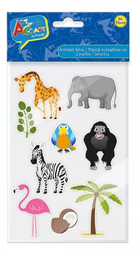 ANIMALES SELVA AUTOADHESIVOS ART AND CRAFT