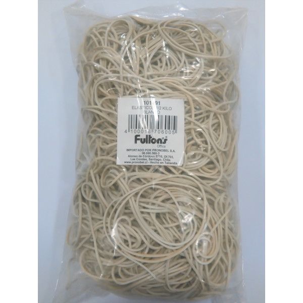 BOLSA DE ELASTICO 1/2 KILO COLOR BLANCO FULTONS
