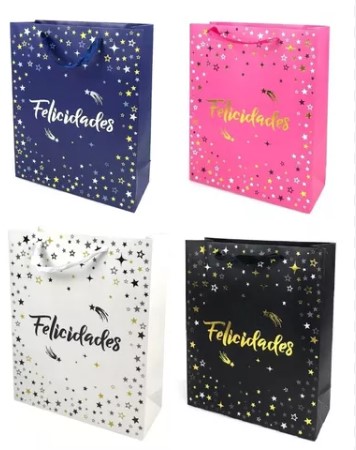 BOLSA FELICIDADES 26X32CM DIFERENTES COLORES