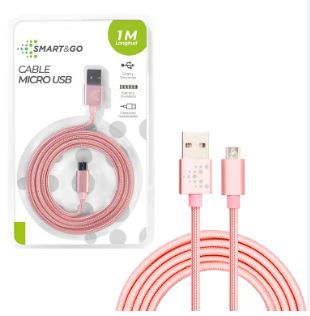 CABLE MICRO USB SMART AND GO ROSADO