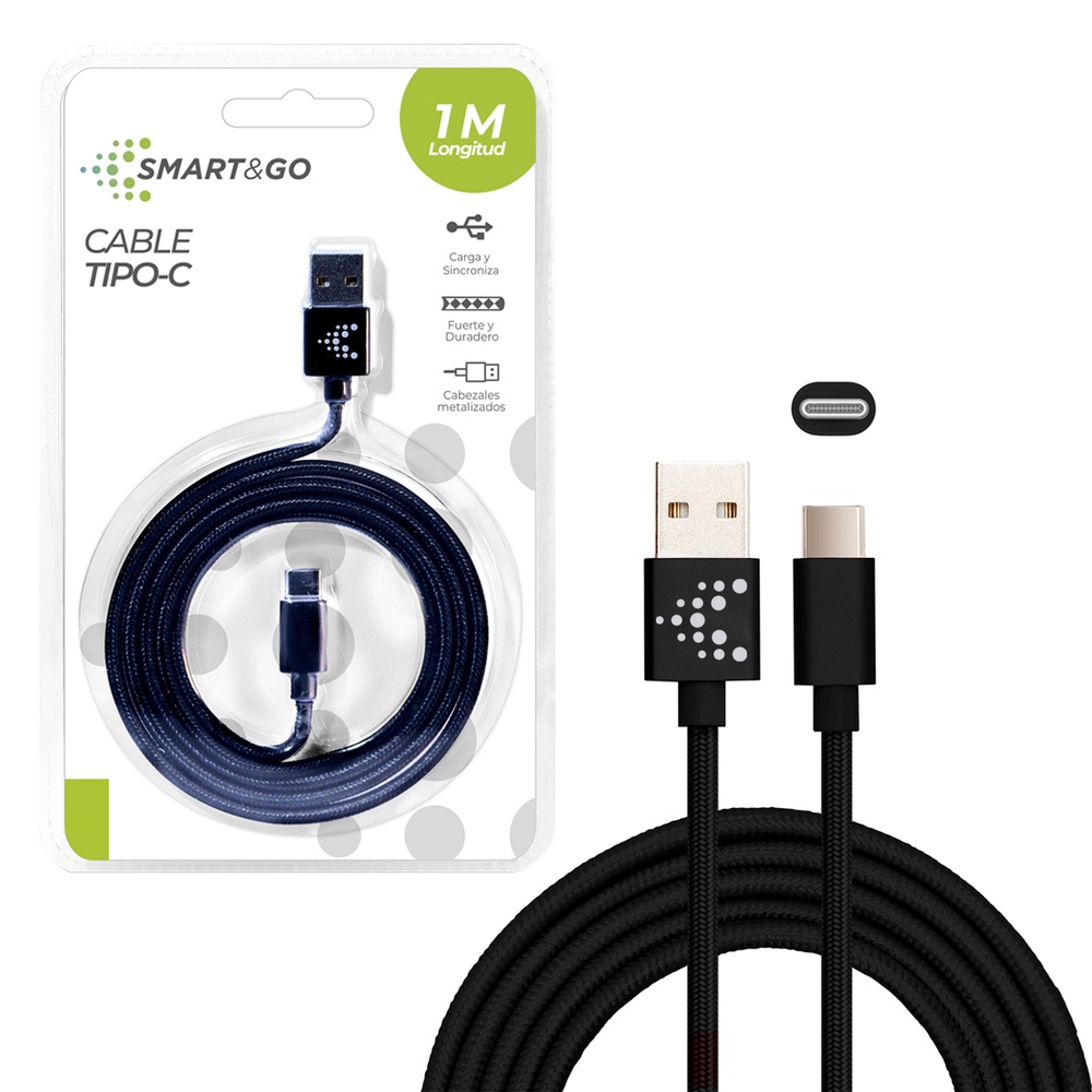 CABLE TIPO C 1 METRO SMART GO COLOR NEGRO