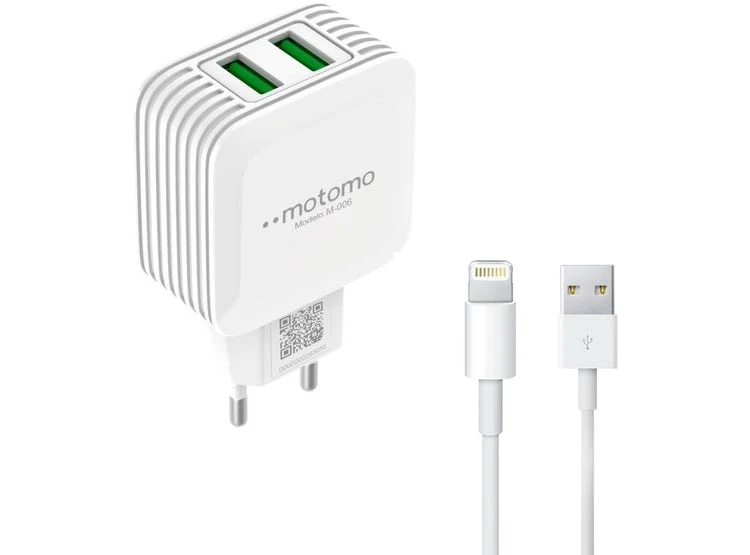 CARGADOR MOTOMO LIGHTNING CERTIFICADO DOBLE PUERTO 2.1
