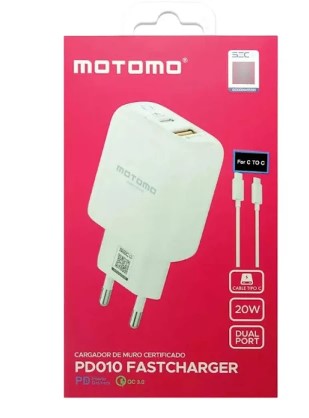 CARGADOR TYPE C MOTOMO DUAL PORT 20W