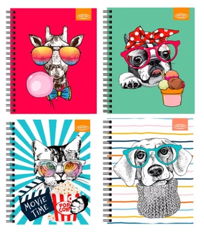CUADERNO UNIVERSITARIO MASCOTAS DIVERTIDAS ARTEL 100 HJS.