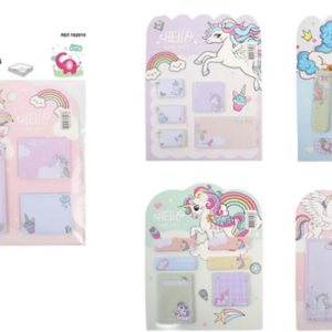 SET DE NOTAS ADHESIVAS MARCA MOTARRO DISEÑOS DE UNICORNIOS