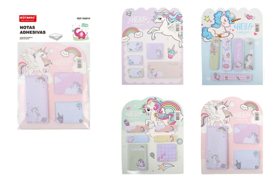 SET DE NOTAS ADHESIVAS MARCA MOTARRO DISEÑOS DE UNICORNIOS