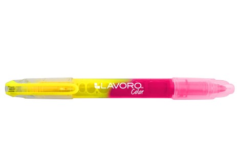 DESTACADOR DOBLE PUNTA BISELADA 2 BISELADA AMARILLO ROSADO LAVORO