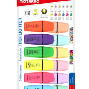 SET DE DESTACADORES MINI PASTEL + FLUOR 12 UNIDADES