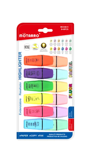 SET DE DESTACADORES MINI PASTEL + FLUOR 12 UNIDADES