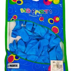 GLOBOS N°9 CELESTE 50 UNIDADES BIG PARTY