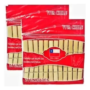 PINZAS MADERA PARA ROPA 24 UNIDADES BAMBOO