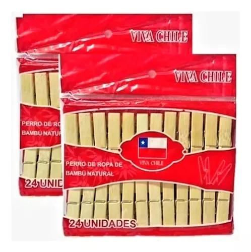 PINZAS MADERA PARA ROPA 24 UNIDADES BAMBOO