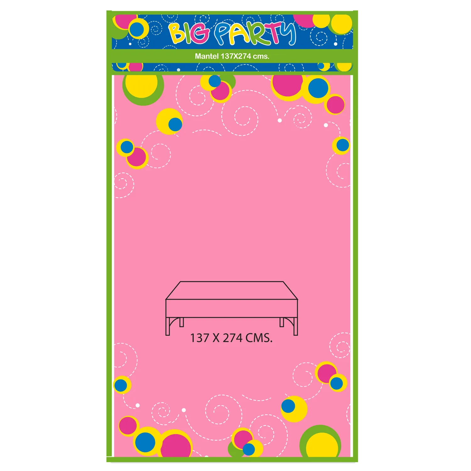 MANTEL 137X274 CM COLOR ROSADO BIG PARTY