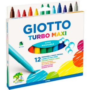 MARCADORES 12 COLORES LAVABLES GIOTTO TURBO MAXI