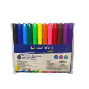 MARCADORES JUMBO ESCOLAR 12 COLORES LAVORO