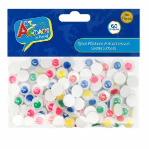 OJITOS PLASTICOS AUTOADHESIVOS COLORES 60 UNIDAD ART AND CRAFT