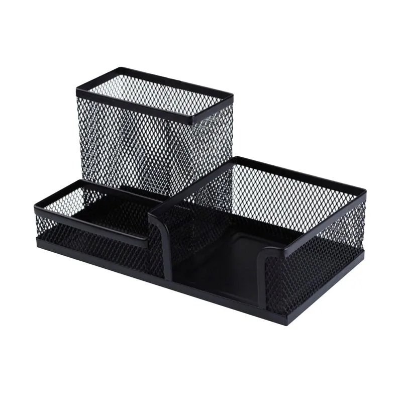 ORGANIZADOR ESCRITORIO 3 ESPACIOS MALLA METAL NEGRO