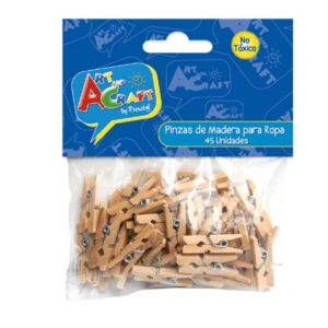 PINZAS MADERA PARA ROPA 45 UNIDADES ART AND CRAFT