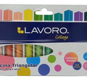 PLASTICINA TRIANGULAR 12 COLORES PASTEL LAVORO