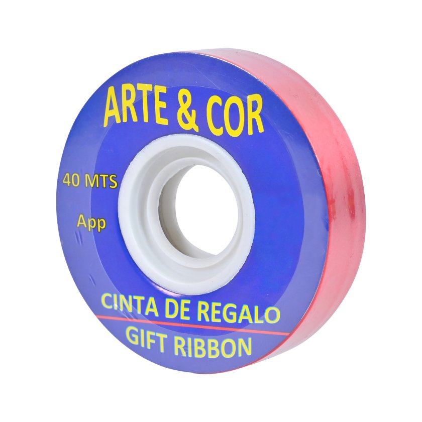 ROLLO DE CINTA DE REGALO COLOR ROJO 40MTS. ARTE COR
