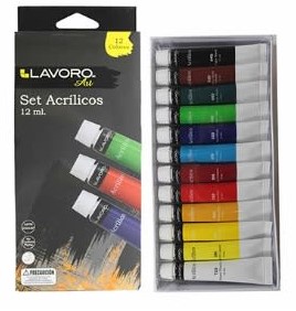 SET DE ACRILICOS 12ML. 12 COLORES LAVORO