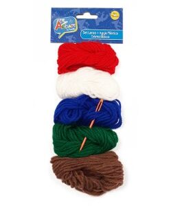 SET LANAS + AGUJA PLASTICA COLORES BASICOS ART AND CRAFT