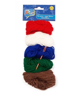SET LANAS + AGUJA PLASTICA COLORES BASICOS ART AND CRAFT
