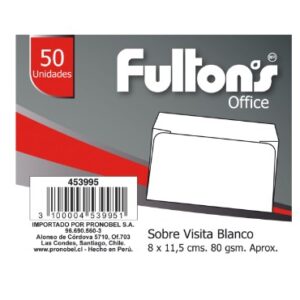 SOBRE VISITA BLANCO FULTONS 50 UNIDADES 8X11.5 CM