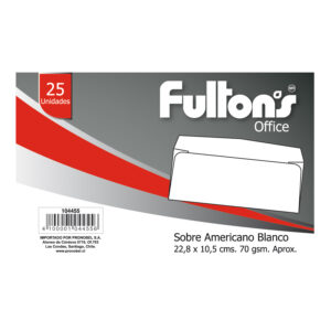 SOBRES AMERICANO 25 UNIDADES MARCA FULTONS