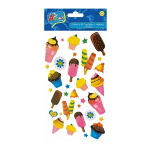 STICKERS 3D CUPCAKES Y HELADOS ART AND CRAFT